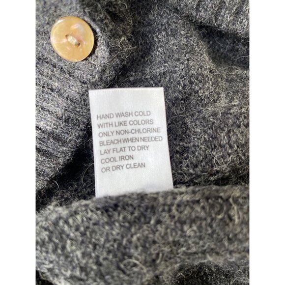 Appleseed Womens Charcoal Gray 100% Wool 2X Cable Knit Button Cardigan Sweater M - Picture 8 of 8